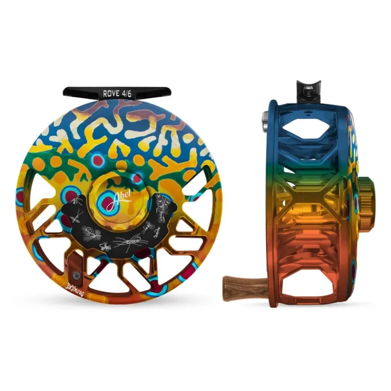 Fishing Line^ Abel ROVE Reel 4/6 DeYoung Brook Flank, Freshwater Flies Engraving with Walnut Handle - Your Premium Fishing Gear Store Rods Lines Baits Accessories