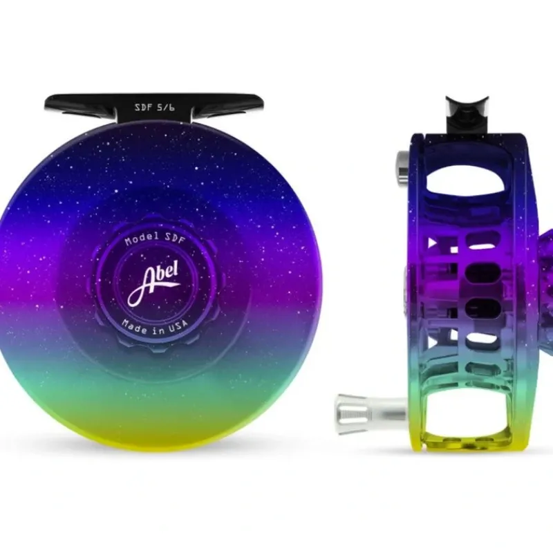 Fishing Line^ Abel SDF Reel 5/6 Northern Lights Fade Solid/Platinum Handle - Your Premium Fishing Gear Store Rods Lines Baits Accessories