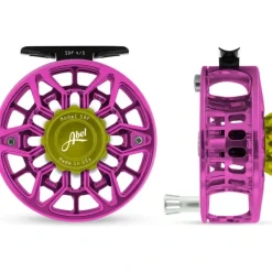 Fishing Line^ Abel SDF Reel 4/5 Pink, Lime Green Drag Knob with Platinum Handle - Your Premium Fishing Gear Store Rods Lines Baits Accessories