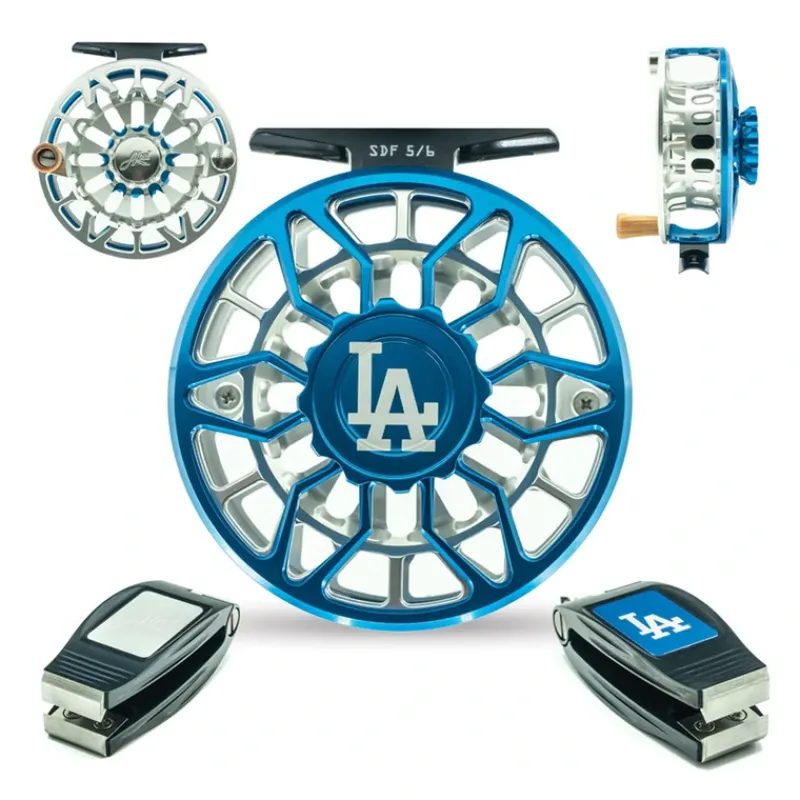 Fly Fishing^ Abel SDF Reel 5/6 Ported MLB LA Dodgers w/ Nipper - Your Premium Fishing Gear Store Rods Lines Baits Accessories