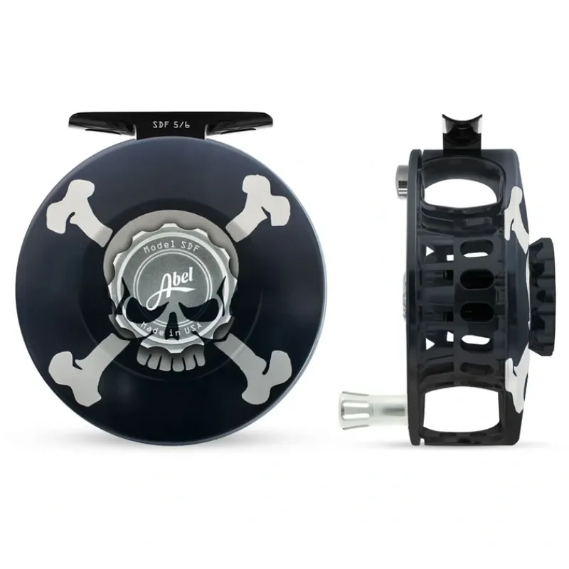 Fishing Line^ Abel SDF Reel Solid 5/6 Skull and Crossbones with Platinum Handle - Your Premium Fishing Gear Store Rods Lines Baits Accessories