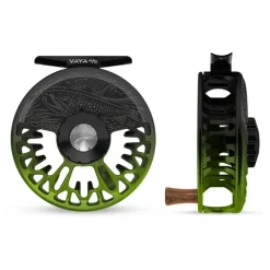 Fishing Line^ Abel Vaya Reel 4/5 Black Green Fade, Gloss Black Drag Knob, Underwood On the Hunt Engraving with Ebony Handle - Your Premium Fishing Gear Store Rods Lines Baits Accessories