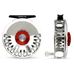 Fishing Line^ Abel Vaya Reel 7/8 Platinum, Red Drag Knob with Platinum Handle - Your Premium Fishing Gear Store Rods Lines Baits Accessories