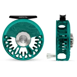 Fishing Line^ Abel Vaya Reel 5/6 Teal, Platinum Drag Knob, Underwood On the Hunt Engraving with Platinum Handle - Your Premium Fishing Gear Store Rods Lines Baits Accessories