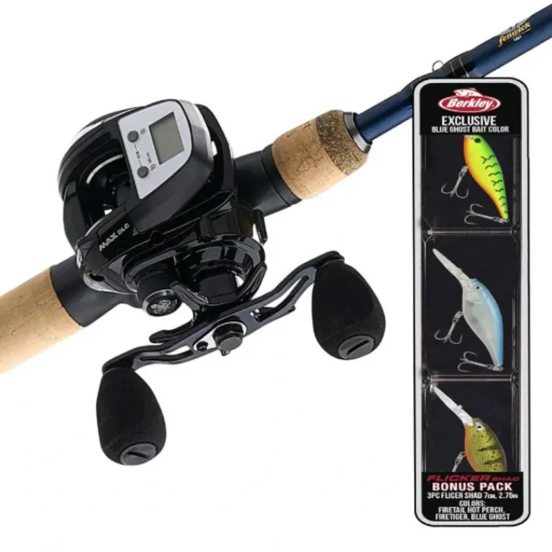 Bait^ Abu Garcia MAXLPDLC50/EAG90M-MC-2 ABU Max Digital Line Counter LP Reel 50 sz on 9' Med Fenwick Eagle 2 PC Rod w/ Bonus 3 Flicker Baits - Your Premium Fishing Gear Store Rods Lines Baits Accessories