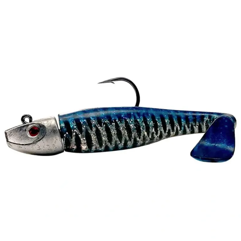 Bait^ Al Gag's Lures Whip-It Fish Rigged, 5", 1oz, (1 Head/2 Tails), Blue Mackerel - Your Premium Fishing Gear Store Rods Lines Baits Accessories