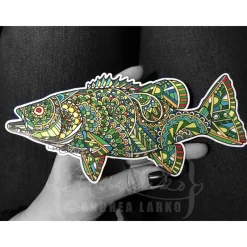 Shop All^ Andrea Larko Smallmouth Bass Zentangle Sticker - Your Premium Fishing Gear Store Rods Lines Baits Accessories