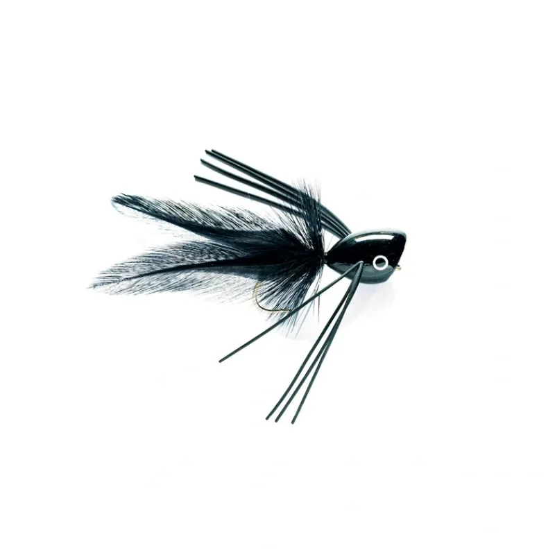 Fly Fishing^ Bass Popper Black - Your Premium Fishing Gear Store Rods Lines Baits Accessories