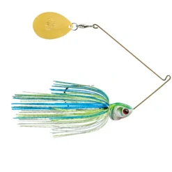 Bait^ Booyah Covert Spinnerbait, 4", 1/2oz, White/Chartreuse/Blue - Your Premium Fishing Gear Store Rods Lines Baits Accessories