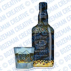 Fly Fishing^ Brown Trout Whiskey Sticker - Your Premium Fishing Gear Store Rods Lines Baits Accessories