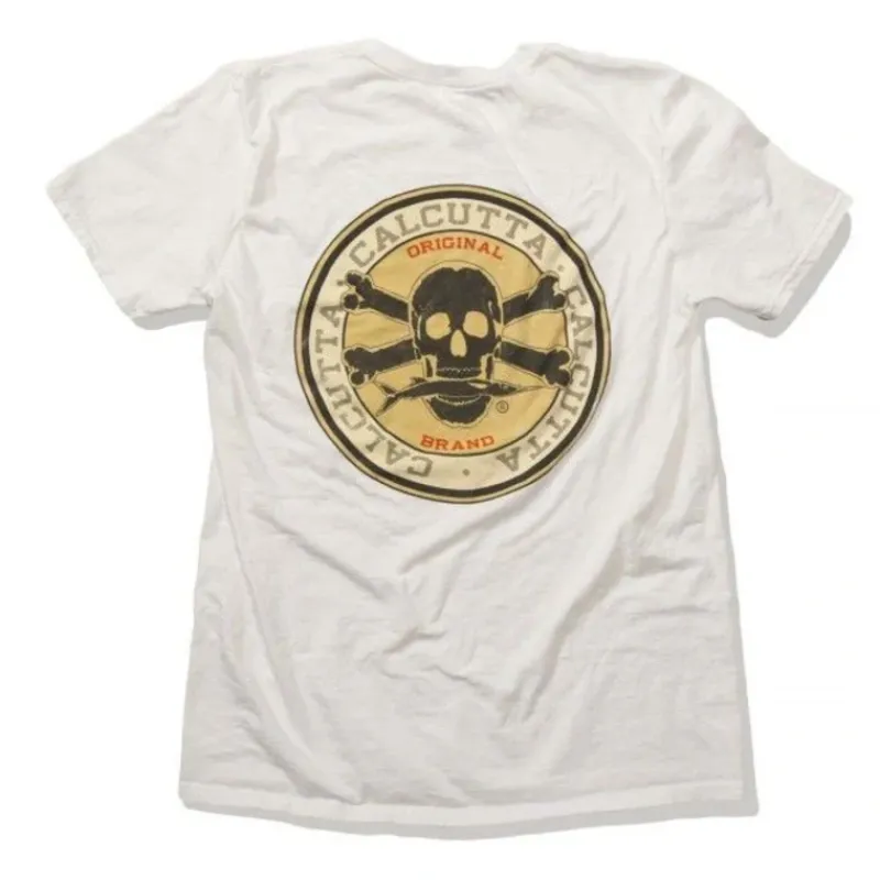 Shop All^ Calcutta White T-Shirt Patch Logo Short Sleeve Medium - Your Premium Fishing Gear Store Rods Lines Baits Accessories