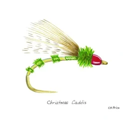 Fishing Line^ Caroline Price Art - Christmas Caddis 5 Pack w/ Envelops - Your Premium Fishing Gear Store Rods Lines Baits Accessories