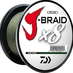 Fishing Line^ Daiwa J-Braid x8 8 Strand Braided Line, 150lb, 2500yd, Dark Green - Your Premium Fishing Gear Store Rods Lines Baits Accessories