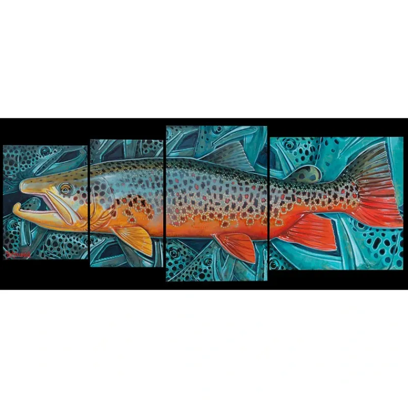 Shop All^ DeYoung 4 Panel Brown Teal Canvas Print - Your Premium Fishing Gear Store Rods Lines Baits Accessories