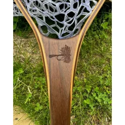 Fly Fishing^ Fat Jake 16"x12" - Adams Dry Fly Engraved - Natural Fly Fishing Traditional Landing Net - Your Premium Fishing Gear Store Rods Lines Baits Accessories