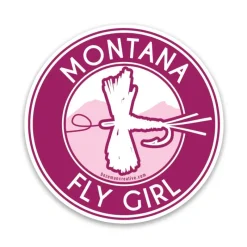 Fly Fishing^ Fly Girl Round Sticker - Your Premium Fishing Gear Store Rods Lines Baits Accessories