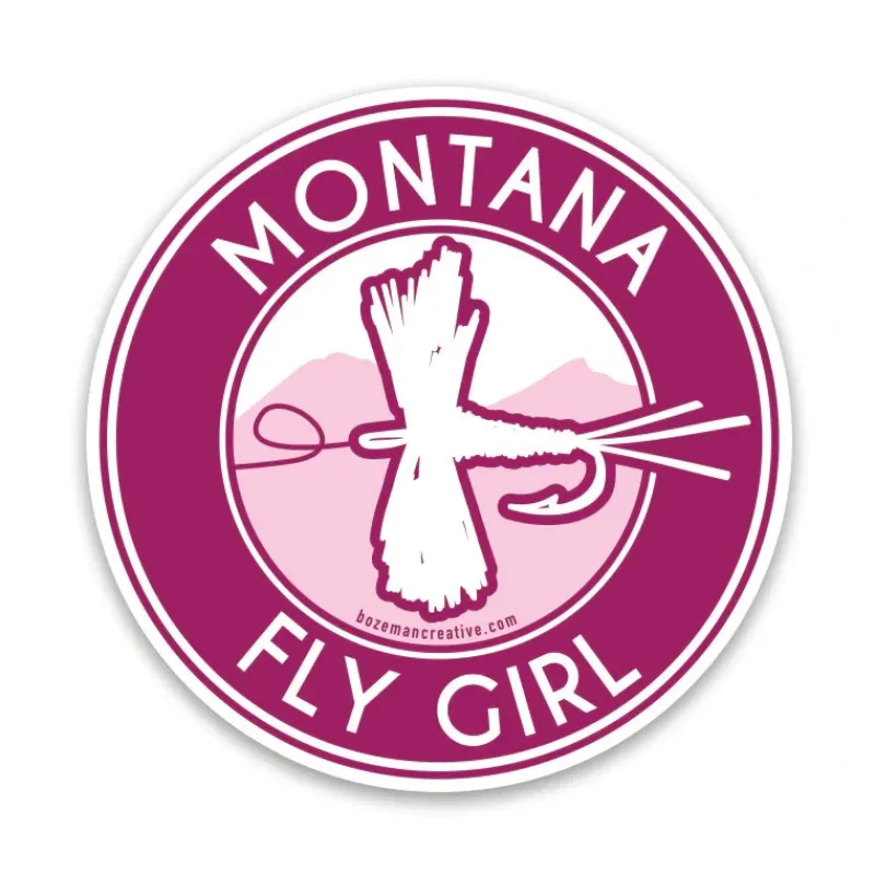 Fly Fishing^ Fly Girl Round Sticker - Your Premium Fishing Gear Store Rods Lines Baits Accessories