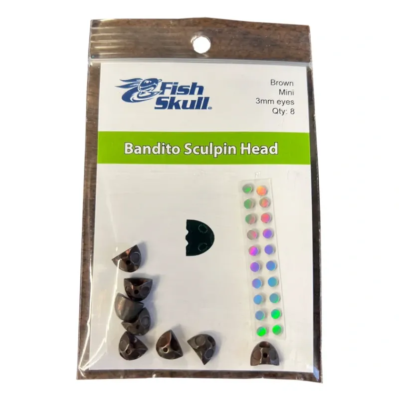 Fly Fishing^ FlyMen Fish-Skull Bandito Sculpin Head Brown - Your Premium Fishing Gear Store Rods Lines Baits Accessories