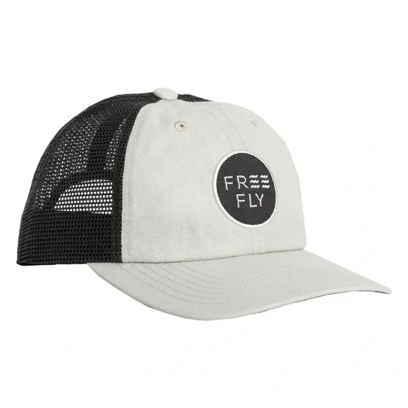 Fly Fishing^ Free Fly Low Pro Badge Trucker Hat Harbor Grey - Your Premium Fishing Gear Store Rods Lines Baits Accessories