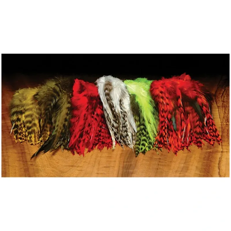 Fishing Line^ Hareline Strung Saddle Hackle - Grizzly Variant - Your Premium Fishing Gear Store Rods Lines Baits Accessories