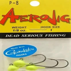 Shop All^ Hawken Aerojig Plain Jighead, 1/8 oz, 1/0 Hook, Green Chartreuse, 3/Pack - Your Premium Fishing Gear Store Rods Lines Baits Accessories