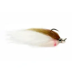 Fly Fishing^ Jiggy Fat Minnow Olive & White Barbless - Your Premium Fishing Gear Store Rods Lines Baits Accessories