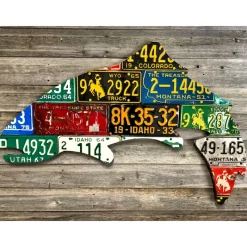 Large Antique 4-Foot Mixed Western Trout License Plate Art - Your Premium Fishing Gear Store Rods Lines Baits Accessories* Cheap