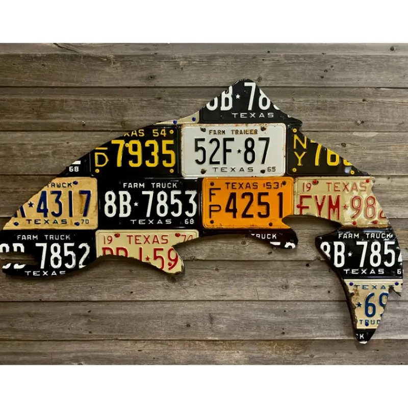 Large Antique 4-Foot Texas Trout License Plate Art - Your Premium Fishing Gear Store Rods Lines Baits Accessories* Best
