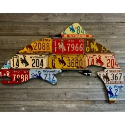 Large Antique 4-Foot Wyoming Trout License Plate Art - Your Premium Fishing Gear Store Rods Lines Baits Accessories* Cheap