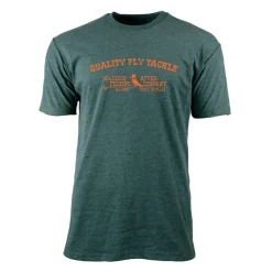 Fly Fishing^ Logo Quality Fly Tackle Sueded S/S T-Shirt Heather Forest w/Orange Logo - Your Premium Fishing Gear Store Rods Lines Baits Accessories