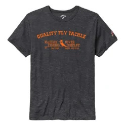 Logo Quality Fly Tackle Sueded S/S T-Shirt Black w/Gray Logo - Your Premium Fishing Gear Store Rods Lines Baits Accessories* Best