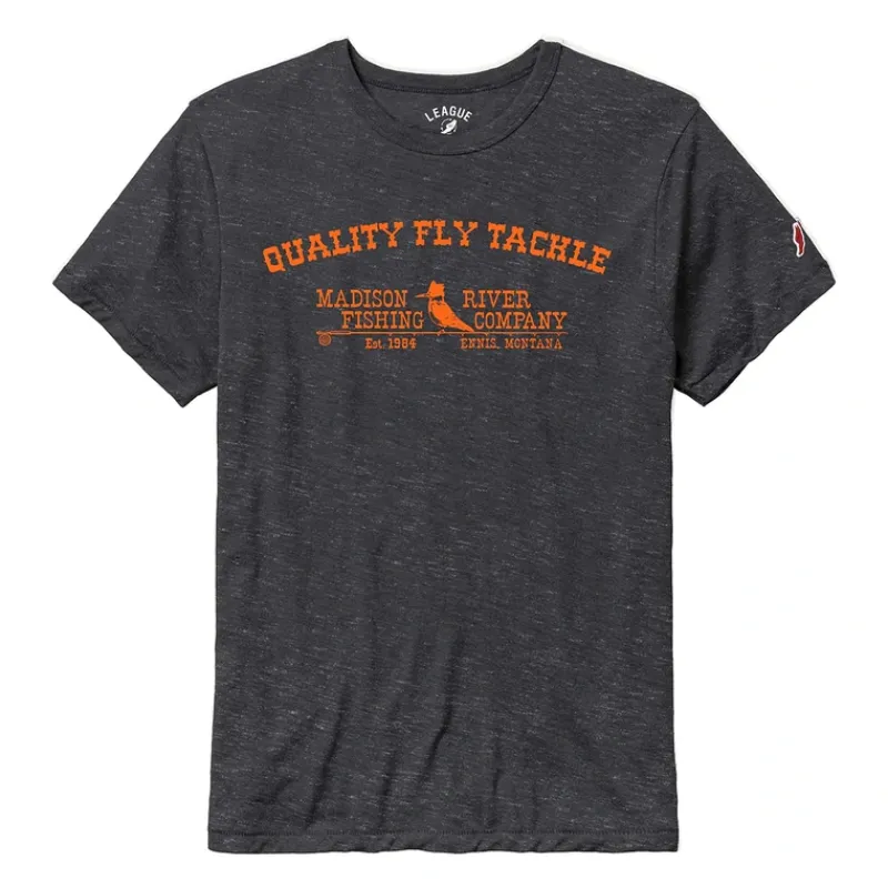 Logo Quality Fly Tackle Sueded S/S T-Shirt Black w/Gray Logo - Your Premium Fishing Gear Store Rods Lines Baits Accessories* Best