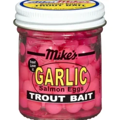 Mike's Garlic Salmon Eggs Pink 1.1 oz Jar - Your Premium Fishing Gear Store Rods Lines Baits Accessories* Best Sale