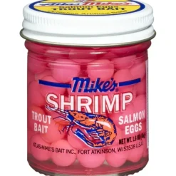 Mike's Shrimp Salmon Eggs Flourescent Pink 1.1 oz Jar - Your Premium Fishing Gear Store Rods Lines Baits Accessories* Flash Sale