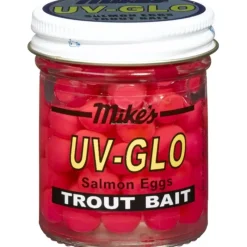 Bait^ Mike's UV Glo Salmon Eggs, Pink 1.1 oz Jar - Your Premium Fishing Gear Store Rods Lines Baits Accessories