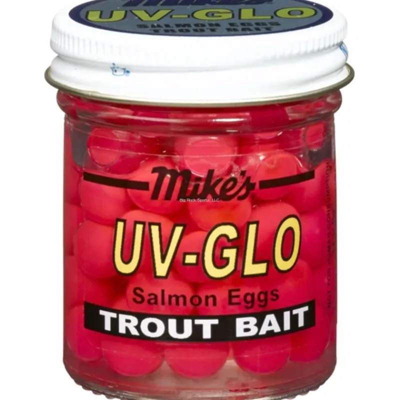 Bait^ Mike's UV Glo Salmon Eggs, Pink 1.1 oz Jar - Your Premium Fishing Gear Store Rods Lines Baits Accessories