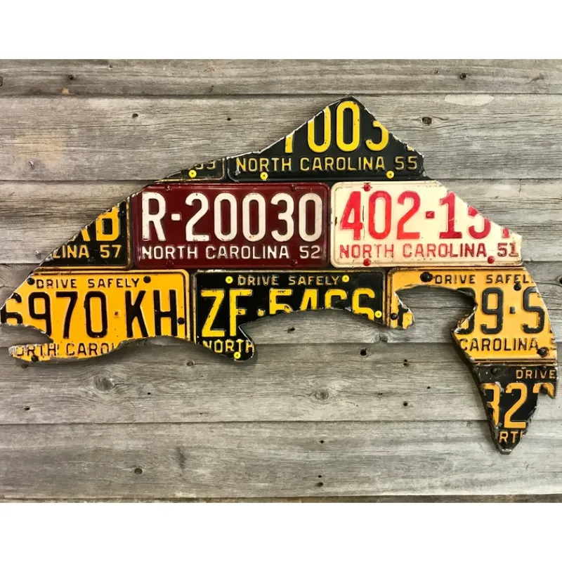 North Carolina Antique Trout License Plate Art - Your Premium Fishing Gear Store Rods Lines Baits Accessories* Clearance