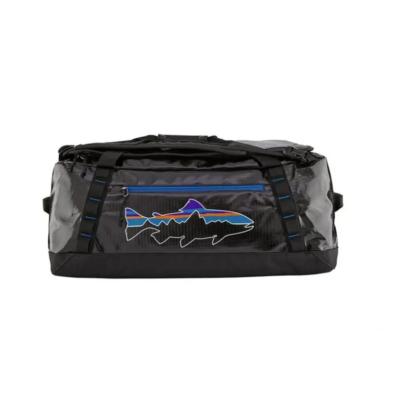 Patagonia Black Hole Duffel 55L Black w/Fitz Trout - Your Premium Fishing Gear Store Rods Lines Baits Accessories* Cheap