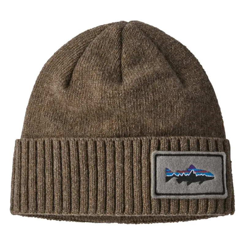 Patagonia Brodeo Beanie Fitz Roy Trout Patch: Ash Tan - Your Premium Fishing Gear Store Rods Lines Baits Accessories* Flash Sale