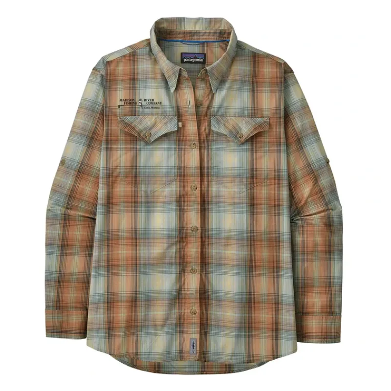 Patagonia Logo L/S Sun Stretch Shirt San Miguel: Oak White - Your Premium Fishing Gear Store Rods Lines Baits Accessories* Flash Sale