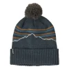 Patagonia Powder Town Beanie Fitz Roy Stripe Knit: Smolder Blue - Your Premium Fishing Gear Store Rods Lines Baits Accessories* Clearance