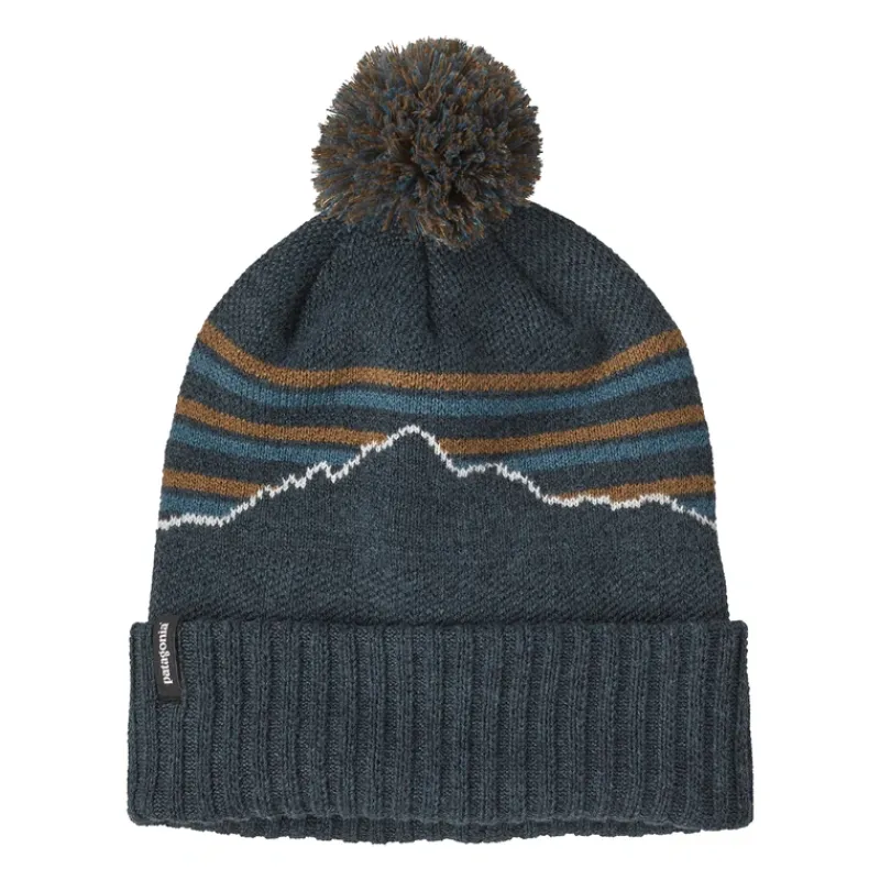 Patagonia Powder Town Beanie Fitz Roy Stripe Knit: Smolder Blue - Your Premium Fishing Gear Store Rods Lines Baits Accessories* Clearance