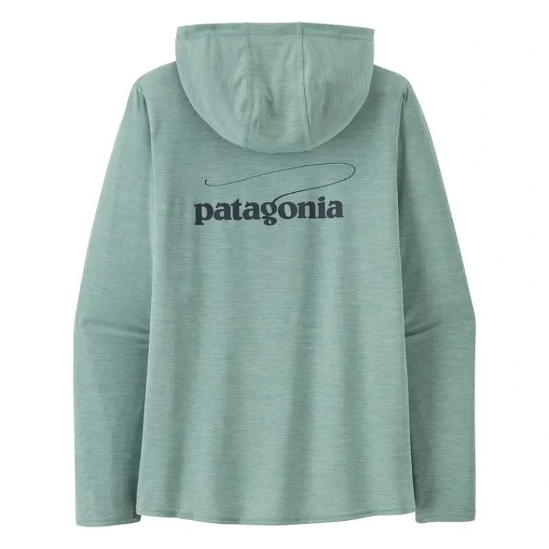 Patagonia Womens Cap Cool Daily Graphic Hoody Casting Logo: Thermal Blue X-Dye - Your Premium Fishing Gear Store Rods Lines Baits Accessories* Best