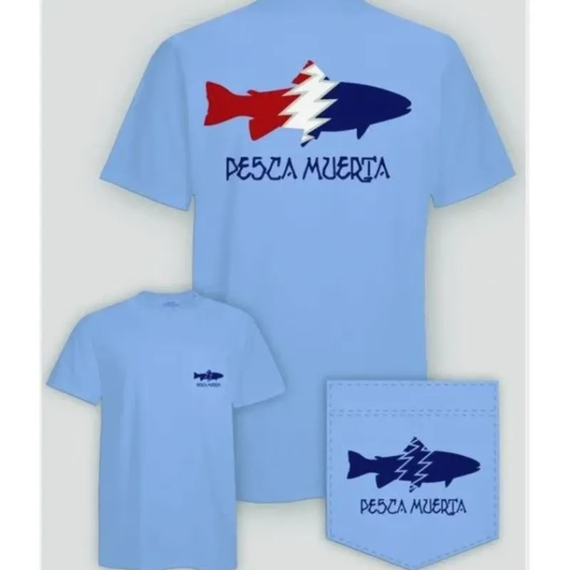 Pesca Muerta S/S Pocket T-Shirt Sky Blue - Your Premium Fishing Gear Store Rods Lines Baits Accessories* Best Sale