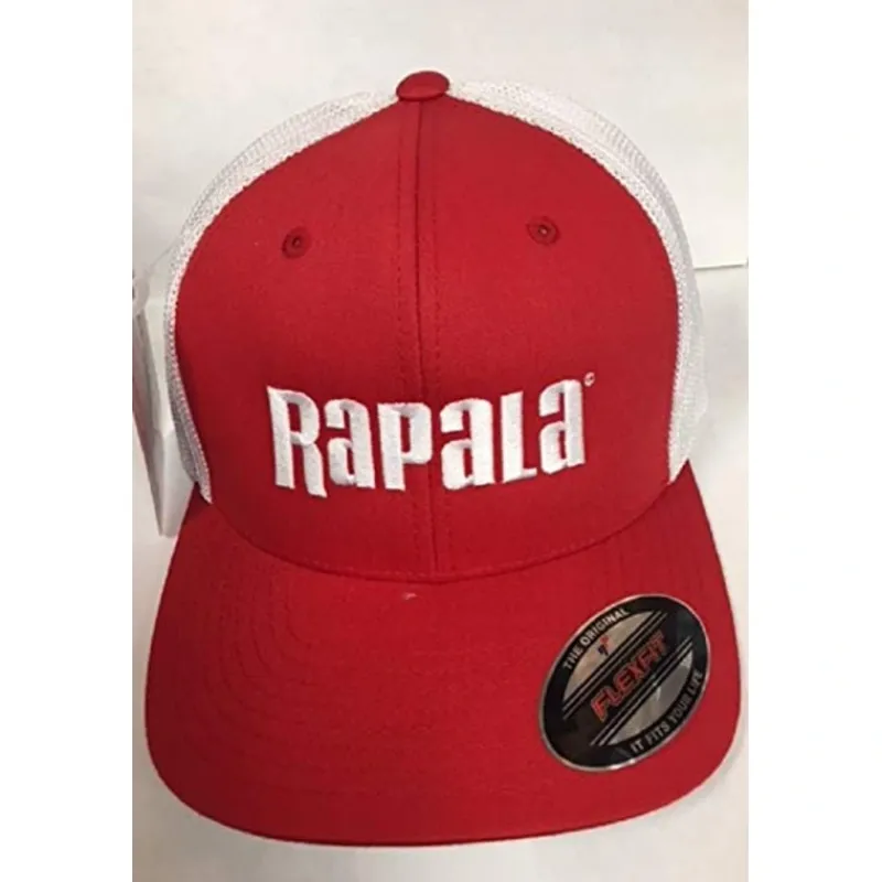 Rapala Lure Flex Fit Cap Red/White Mesh, Center Logo - Your Premium Fishing Gear Store Rods Lines Baits Accessories* Store