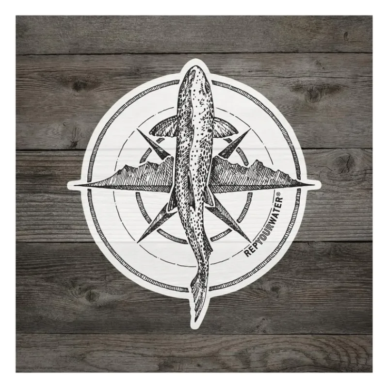 Rep Your Water Brown Trout Compass Sticker - Your Premium Fishing Gear Store Rods Lines Baits Accessories* Cheap