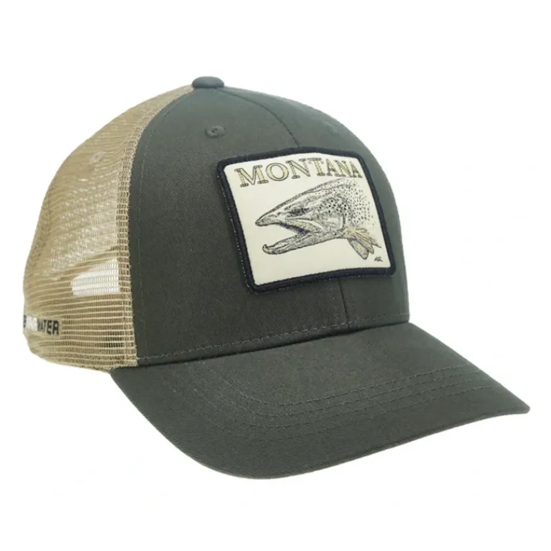 Rep Your Water Montana Artist's Reserve Trucker Green/Tan - Your Premium Fishing Gear Store Rods Lines Baits Accessories* Hot