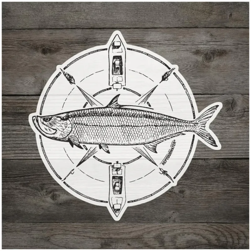 Rep Your Water Tarpon Compass Sticker - Your Premium Fishing Gear Store Rods Lines Baits Accessories* Online