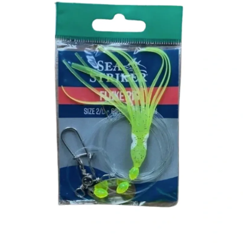 Sea Striker Fluke Flounder Hoochie Rig, Size 2/0, 40lb Leader, Chartreuse - Your Premium Fishing Gear Store Rods Lines Baits Accessories* Hot