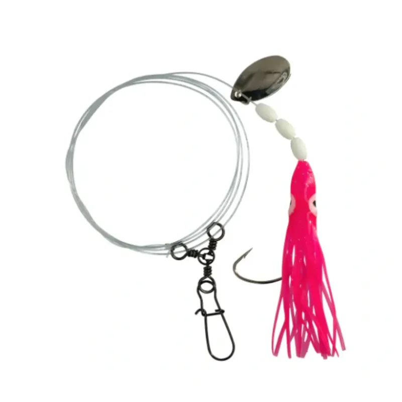 Sea Striker Fluke Squid Rig, 2/0 Wide Gap Hook, 3-Way & Snap Pink - Your Premium Fishing Gear Store Rods Lines Baits Accessories* Shop